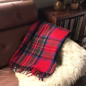 Red tartan wool blanket, pure wool